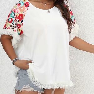 Cute shirt with fringe on bottom size 20